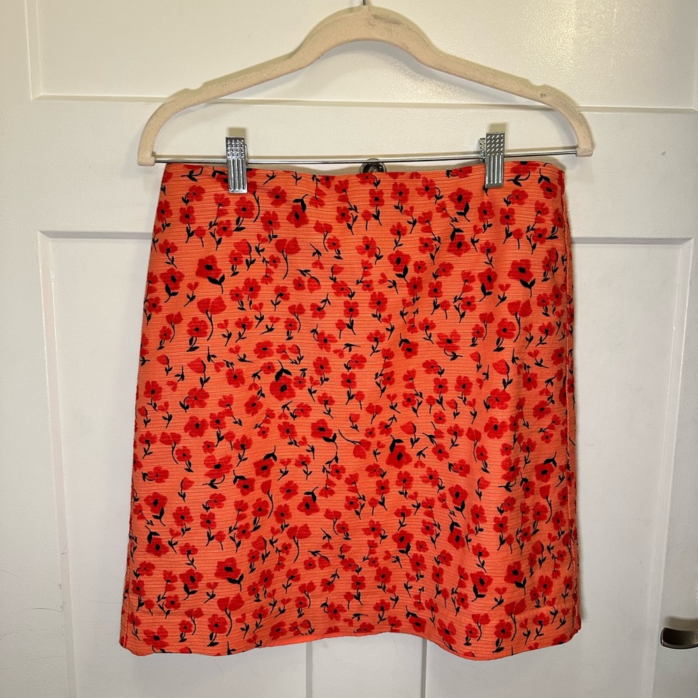 Ann Taylor Orange Floral A-Line Skirt